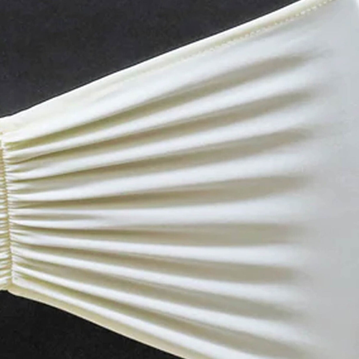 10 Pieces Ivory Ruffled Spandex Chair Bands for Classic Event Elegance 8x13 inches