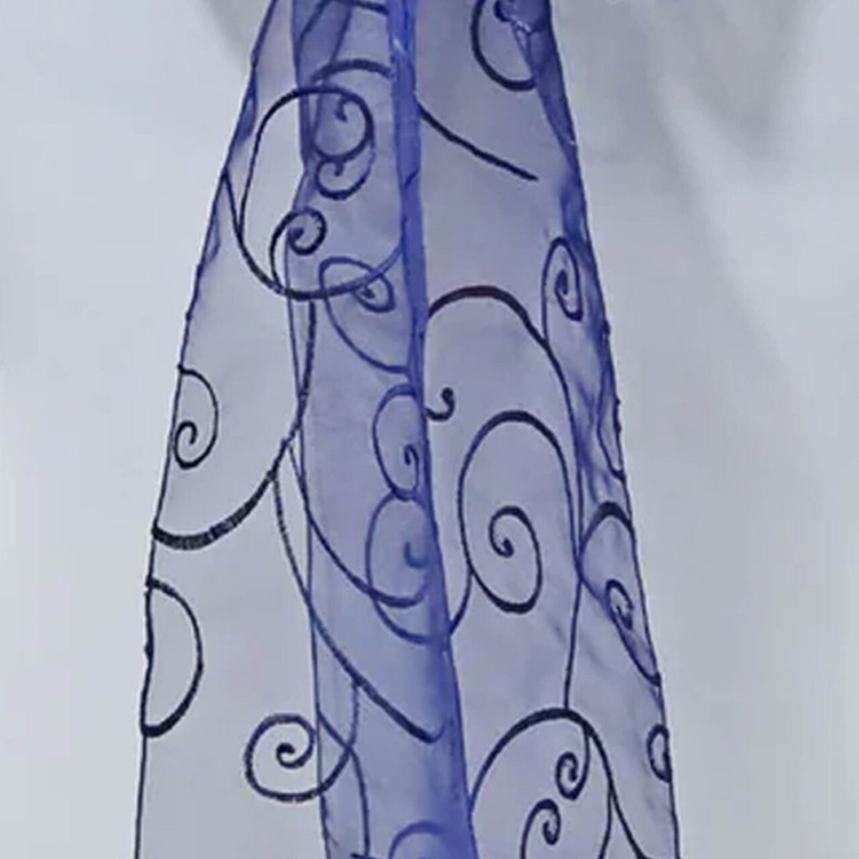 10 Pieces Embroidered Organza Chair Sashes in Deep Navy Blue Elegant Event Accent 8"x108"