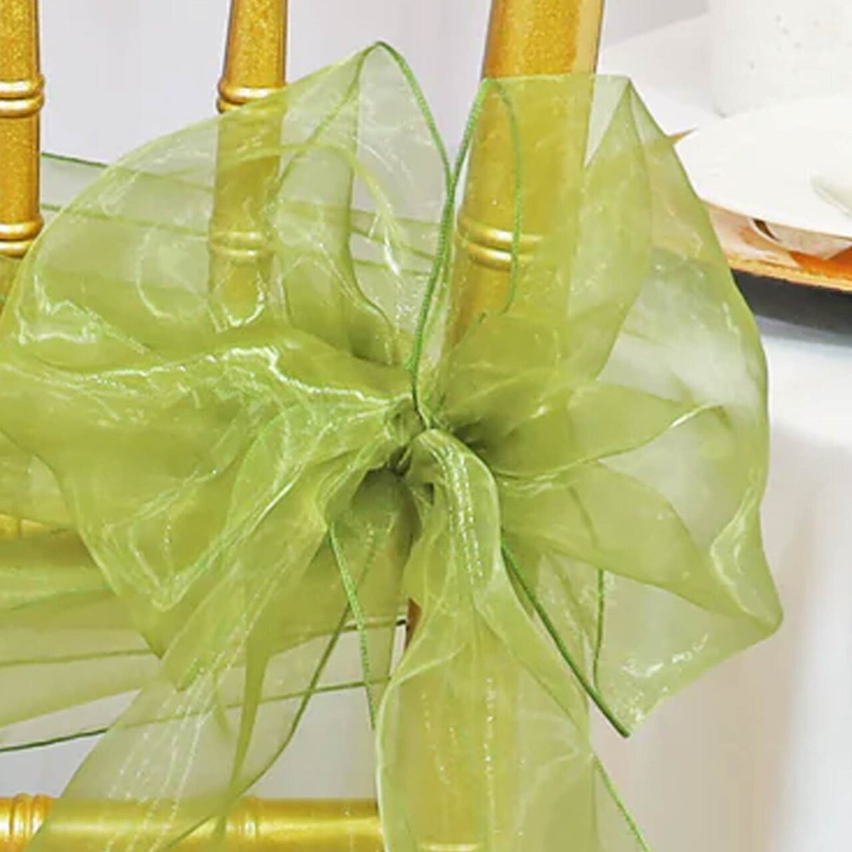 10 Pieces Moss Green Organza Chair Sashes 8"x108" Elegant Wedding & Event Decor
