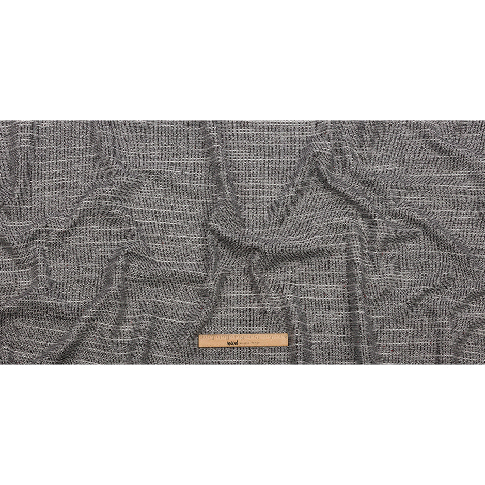 Black, White and Silver Metallic Polyester Tweed