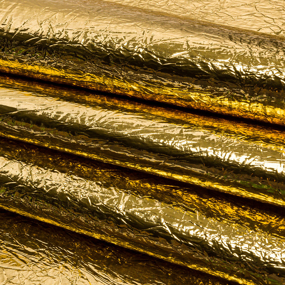 Crinkled Mirror Vinyl with Fabric Backing - Gold - Ingot Collection