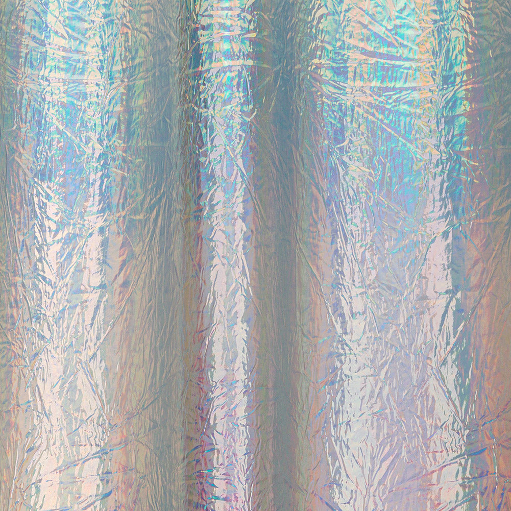 Crinkled Mirror Vinyl with Fabric Backing - Holographic Silver - Ingot Collection