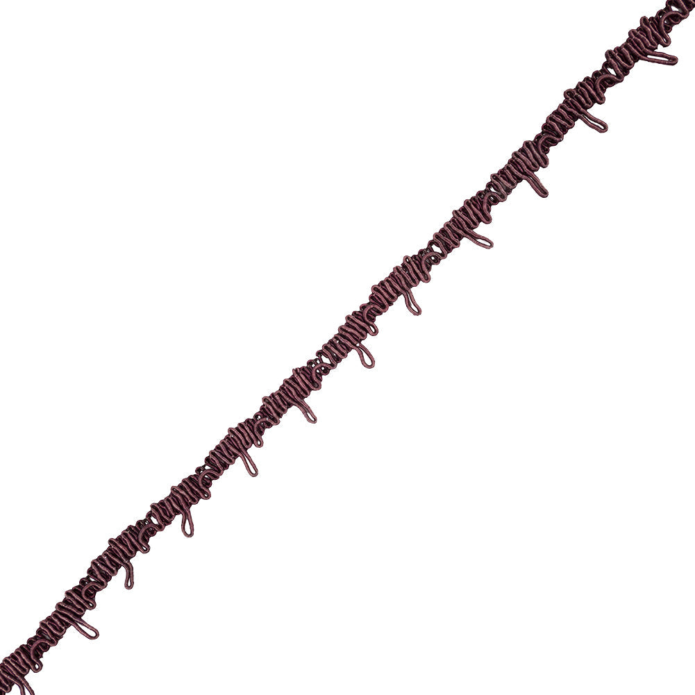 Famous NYC Designer Plum Wine Button Loop Gimp Braided Trim - 0.75"