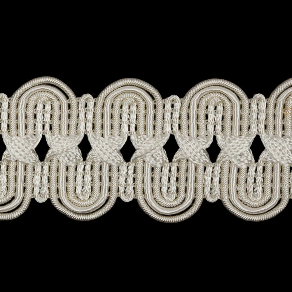 Famous NYC Designer Ivory Arches and Crosses Gimp Braided Trim - 1.375"