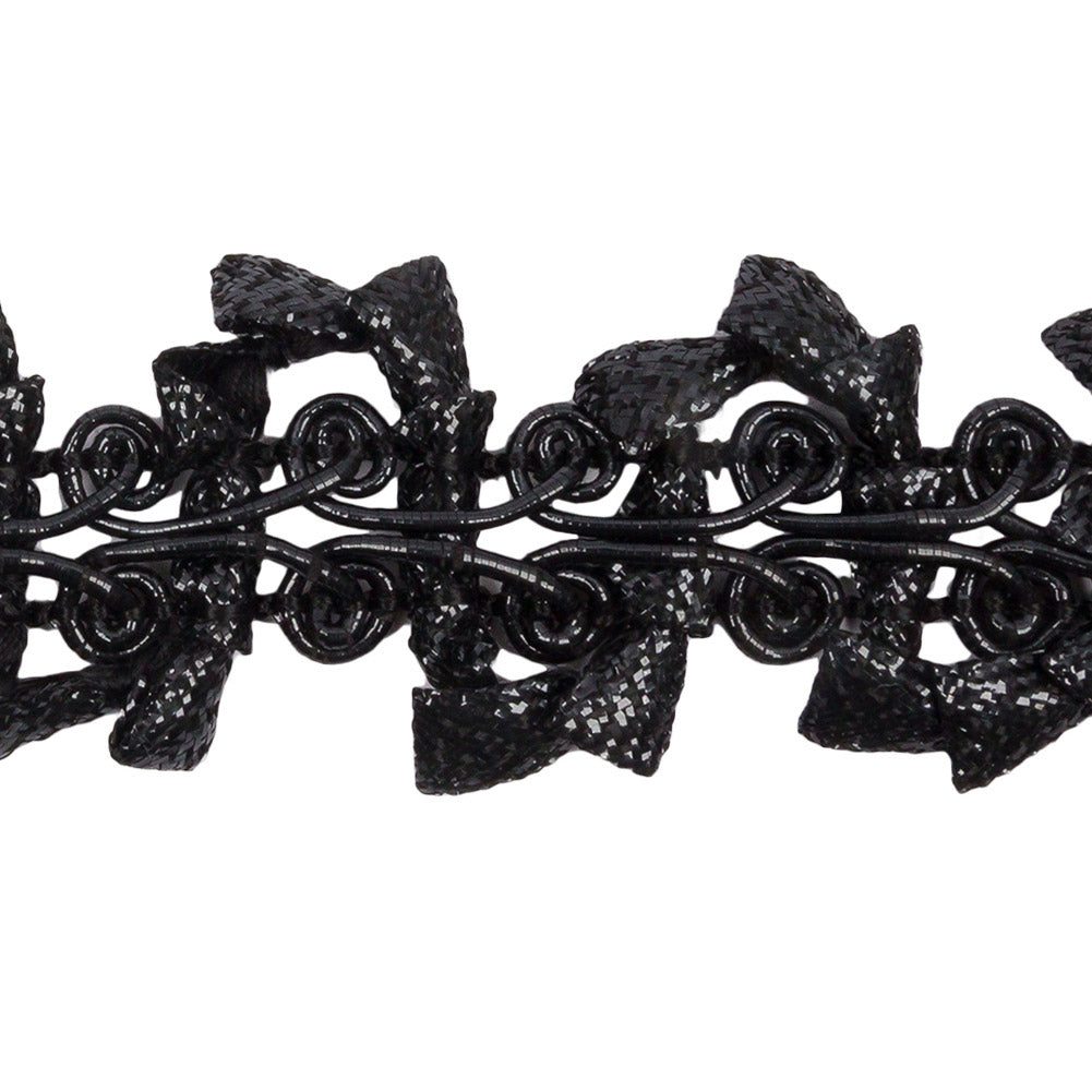 Famous NYC Designer Metallic Black Abstract Gimp Braided Trim - 1.5"