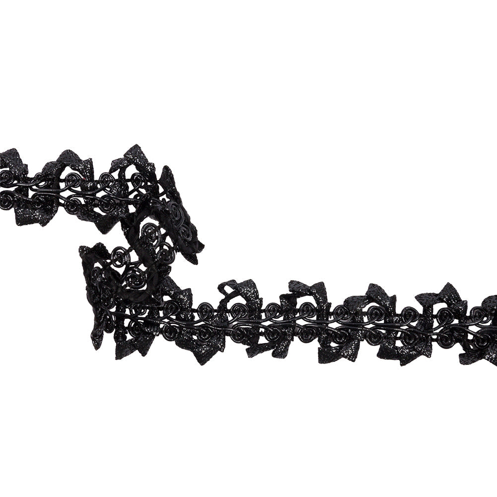 Famous NYC Designer Metallic Black Abstract Gimp Braided Trim - 1.5"