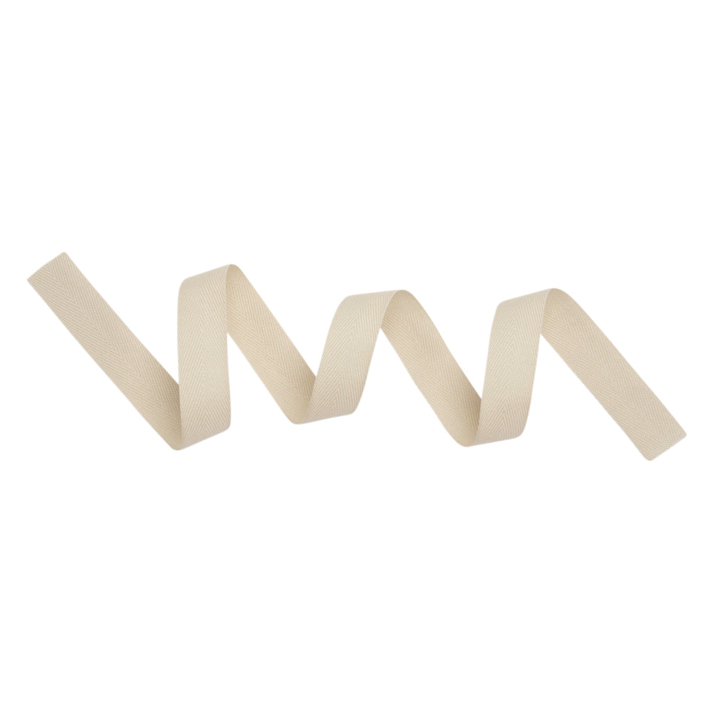 Tilly Khaki Herringbone Cotton Twill Tape - 15mm