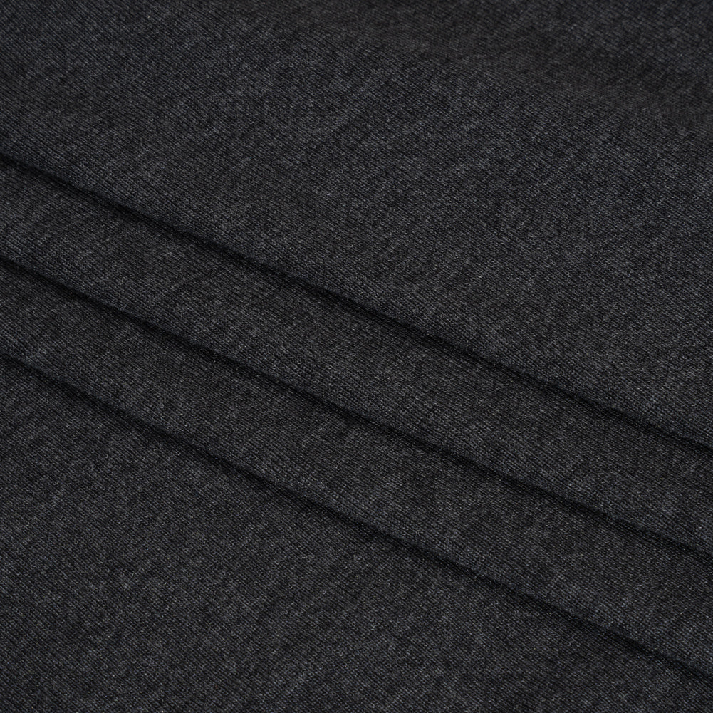 Cotton and Modal 1x1 Rib Knit - Heathered Dark Gray