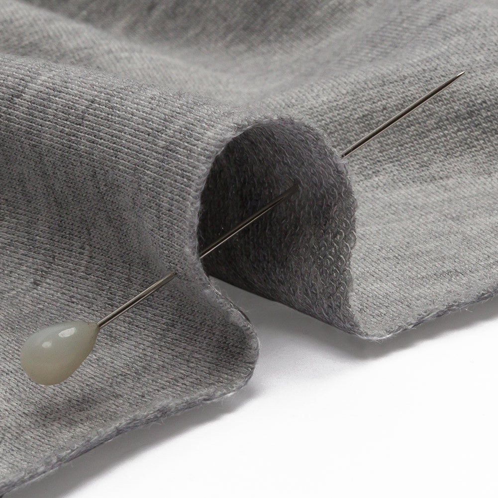 Heathered Light Gray Stretch Rayon French Terry