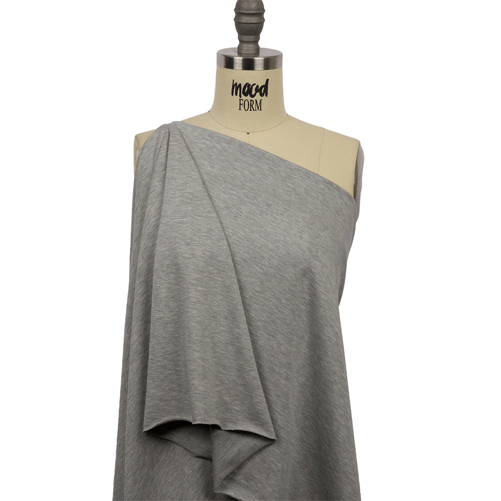 Heathered Light Gray Stretch Rayon French Terry