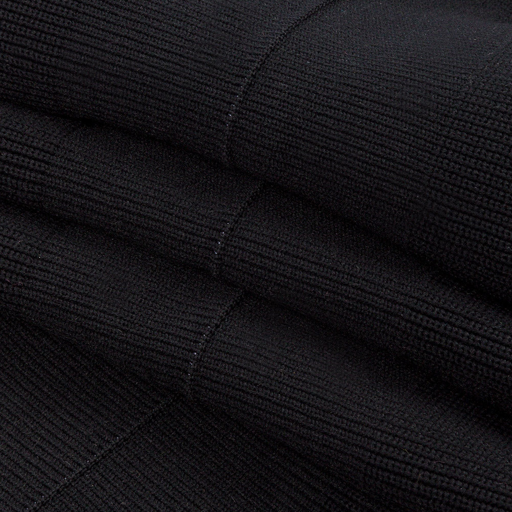 Black Ruffled Foldover Rib Knit Trim - 39" x 6"