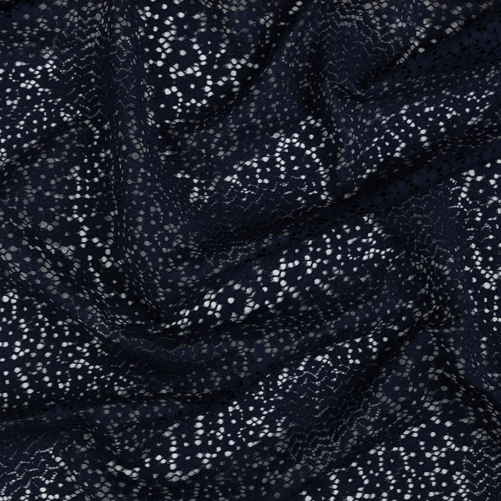 Trina Turk Navy Blue Floral Lace with Finished Scalloped Edges