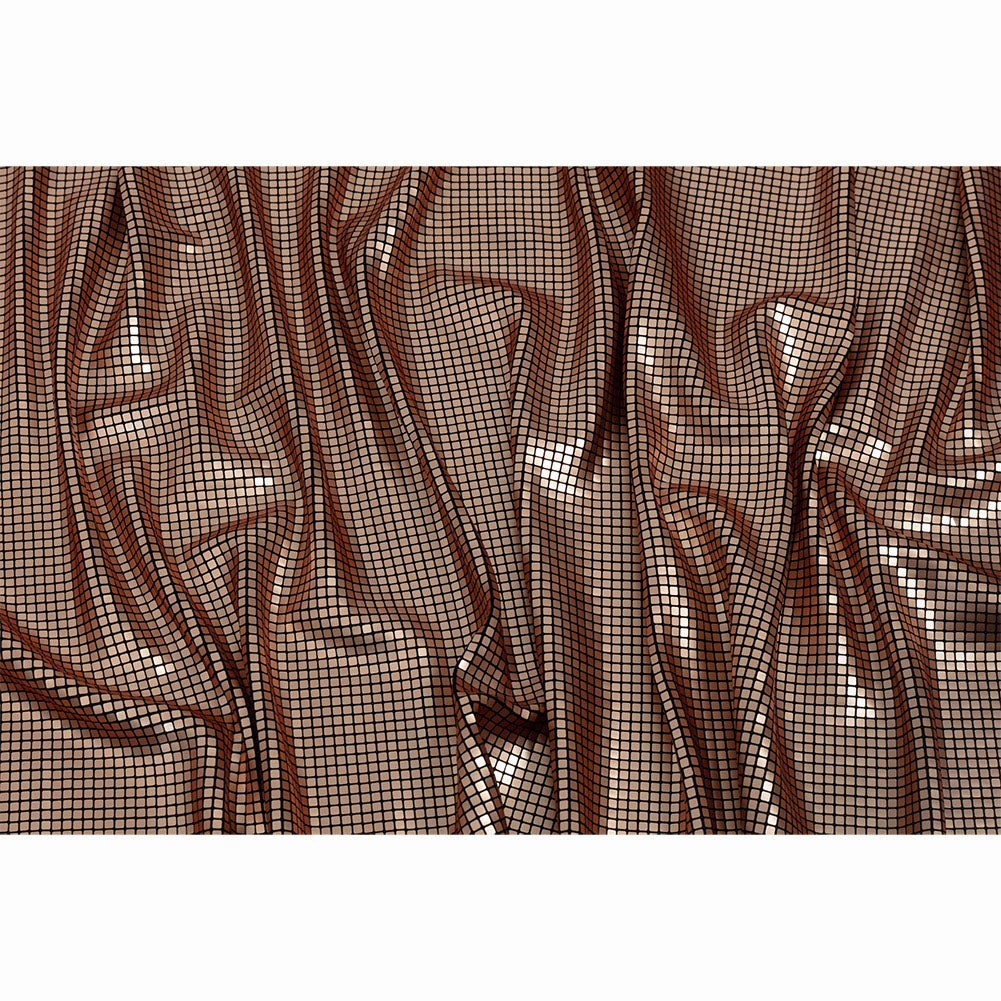 Squares Foiled Stretch Polyester Knit - Gold and Metallic Black - Heidi Collection