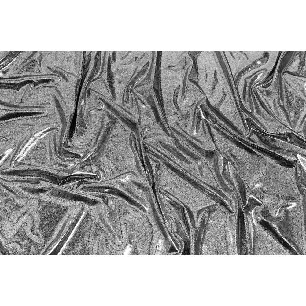 Silver Tiny Dots Foiled Stretch Polyester Jersey