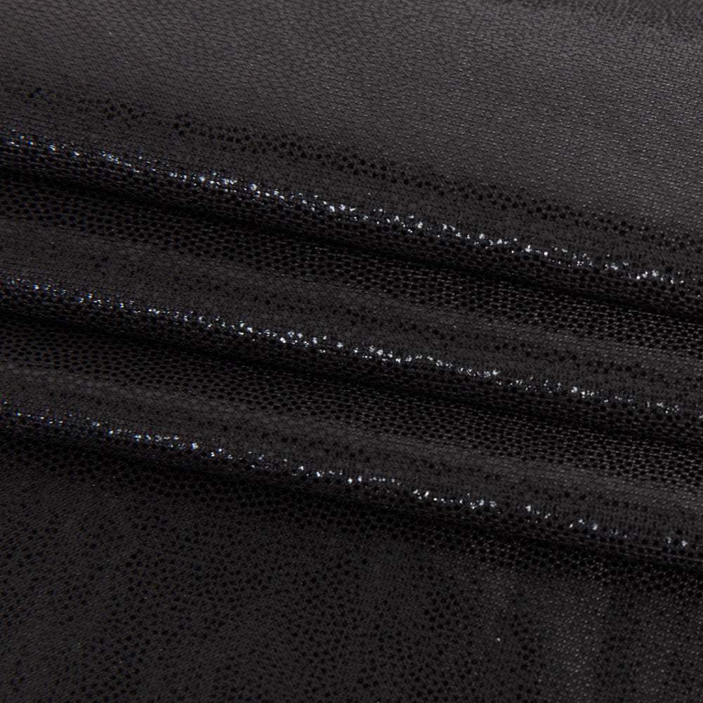 Black Tiny Dots Foiled Stretch Polyester Jersey