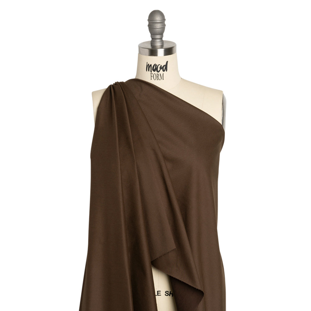 Carbon Brushed Stretch Khaki Twill - Coffee Bean Brown - Averill Collection