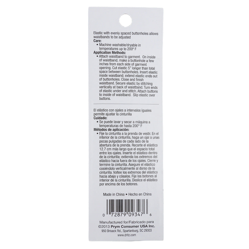 Dritz White Button Hole Elastic - 5/8 in x 1 yd