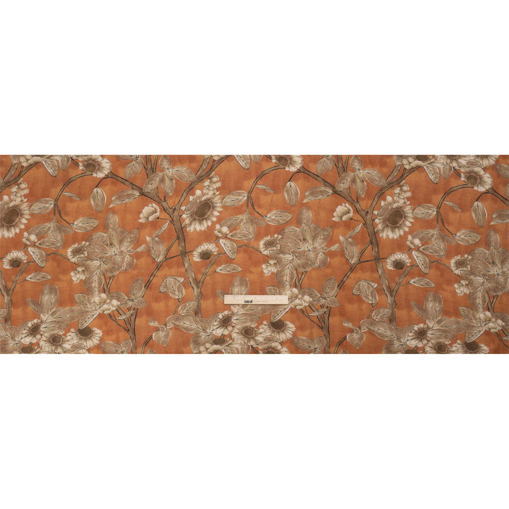 Sustainable Viscose Crepe Print - Burnt Orange and Brown Floral - Mood Exclusive Dolomite Daisies