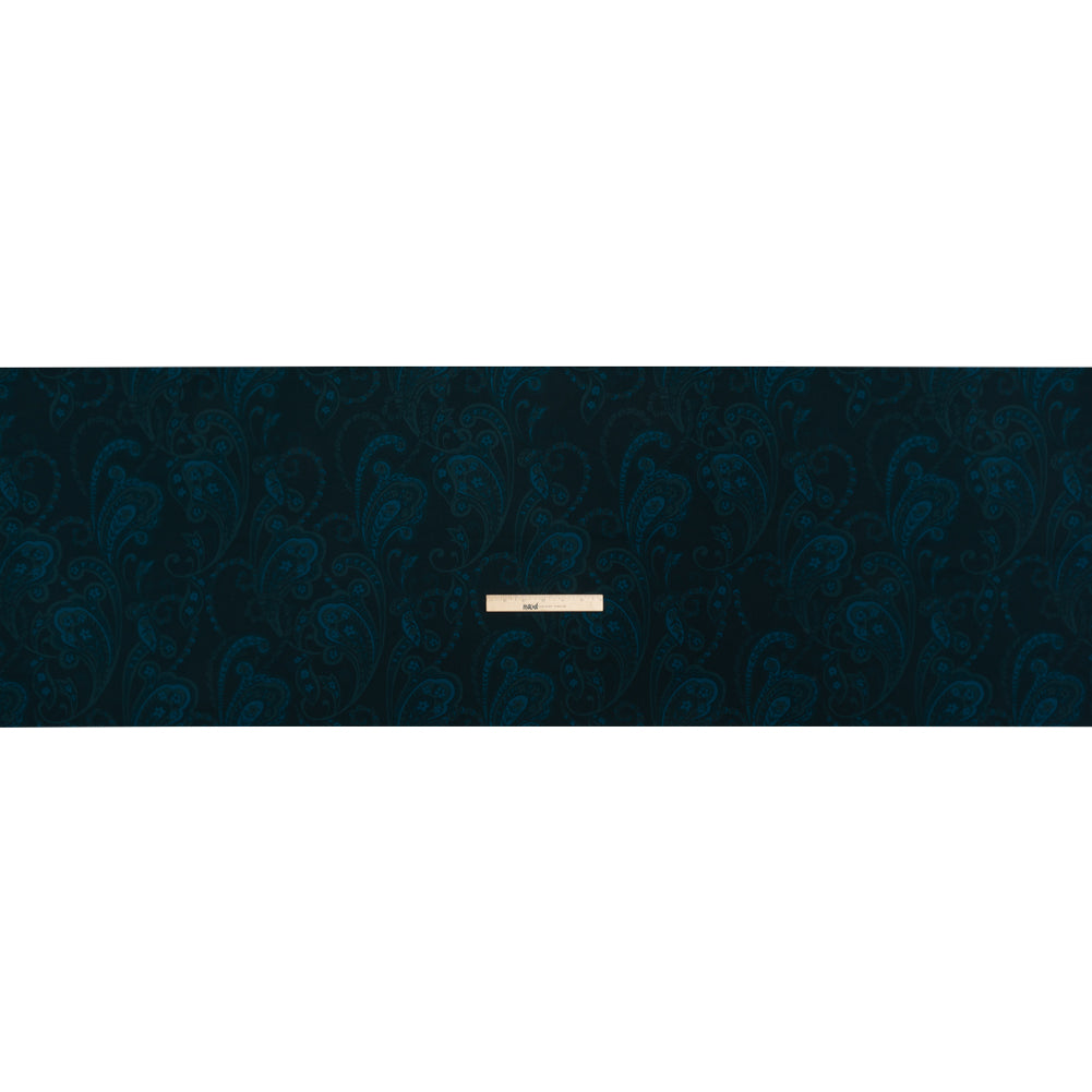 Stretch Polyester Woven Print - Dark Navy Paisley - Mood Exclusive Midnight Flight