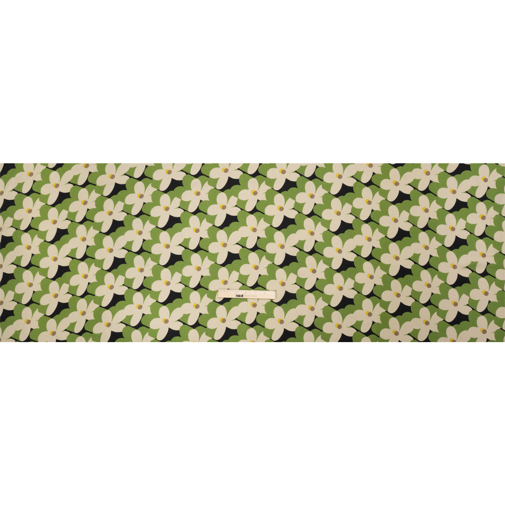 Sustainable Viscose Floral Jacquard Print - Green, White and Black Floral - Mood Exclusive Jonesing for Daisy