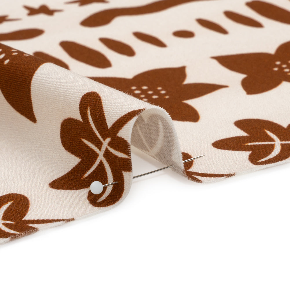 Stretch Cotton Twill Print - Brown Cartoon Objects Stripes - Mood Exclusive Star Anise