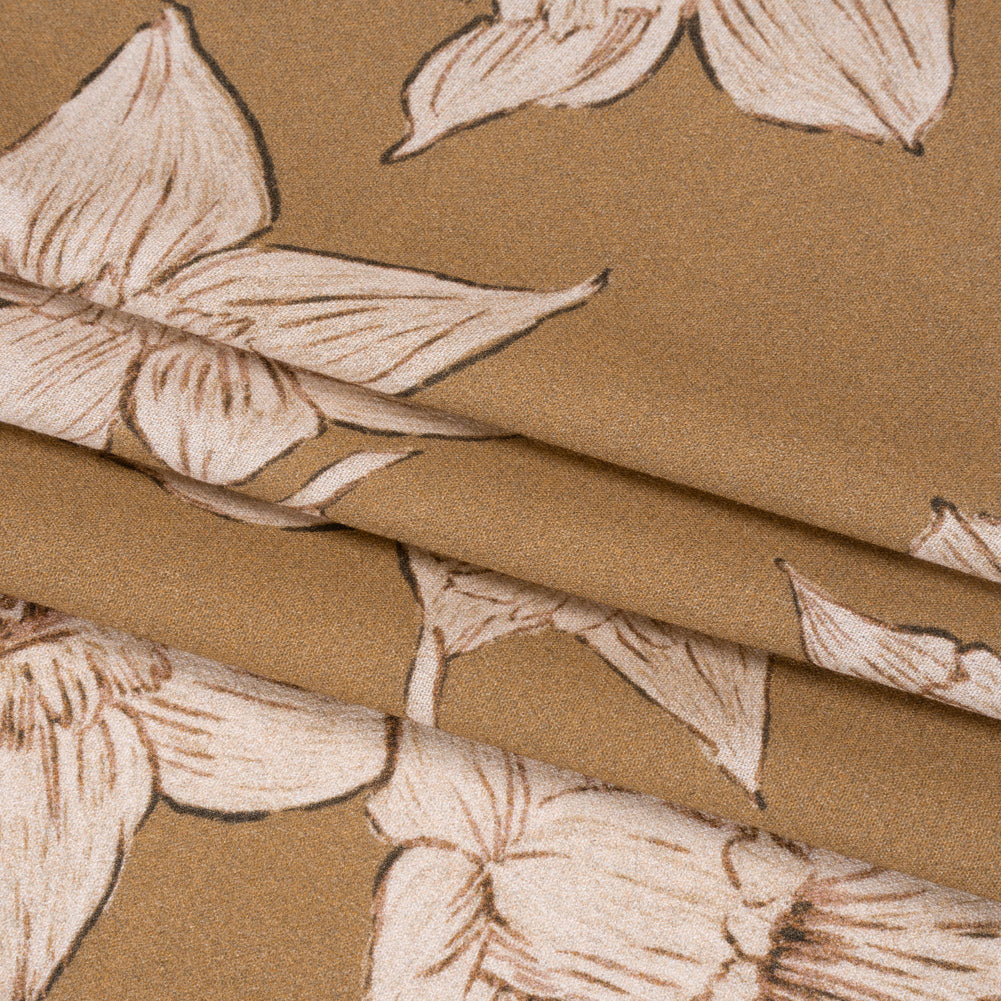 Viscose Crepe Print - Brown and Beige Floral - Mood Exclusive Dear Darling