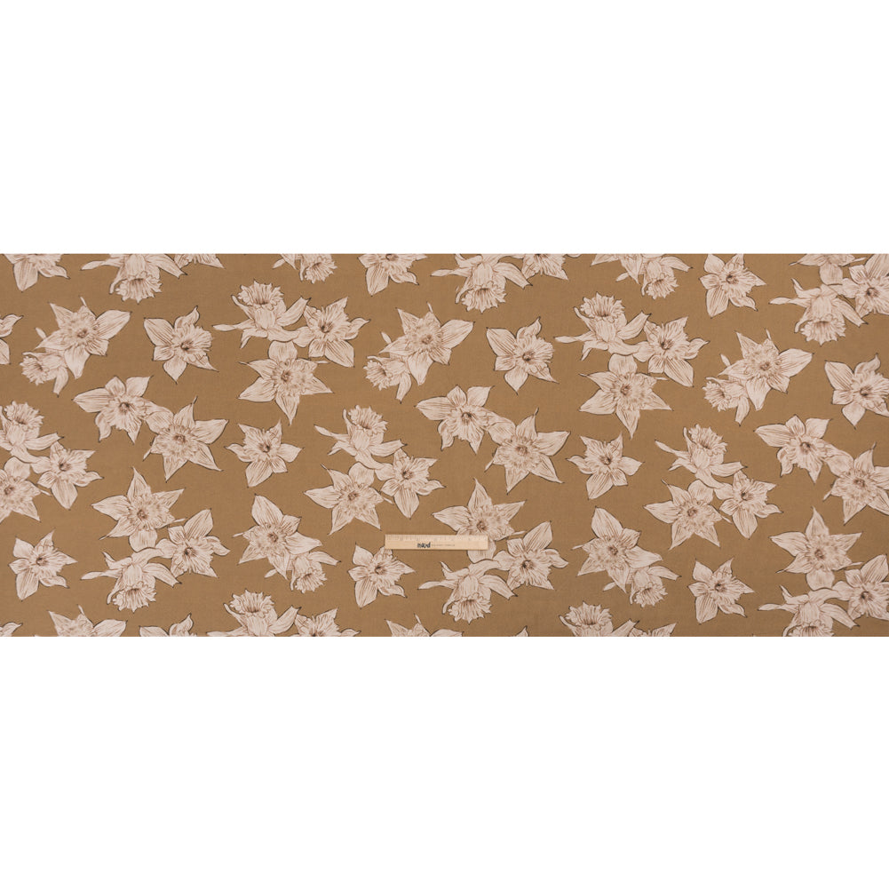 Viscose Crepe Print - Brown and Beige Floral - Mood Exclusive Dear Darling