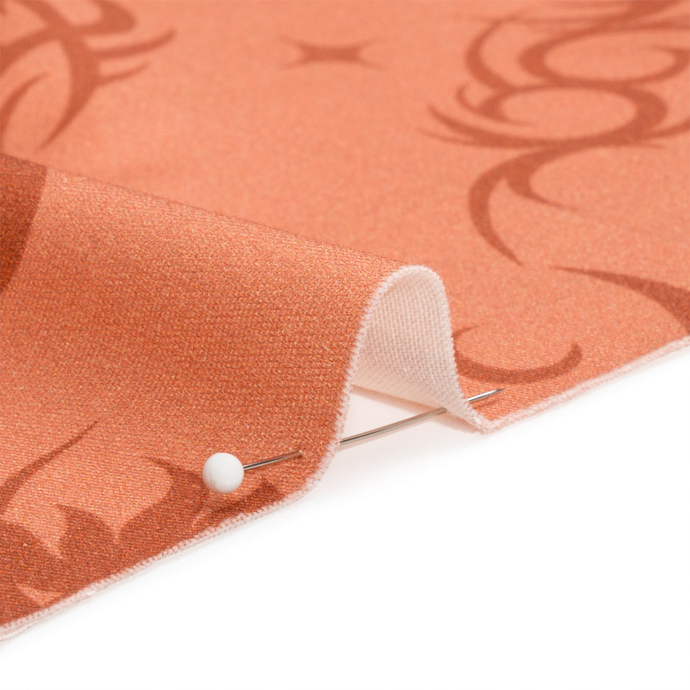 Stretch Cotton Twill Print - Orange Classic Tattoo Motifs - Mood Exclusive Totally Starstruck