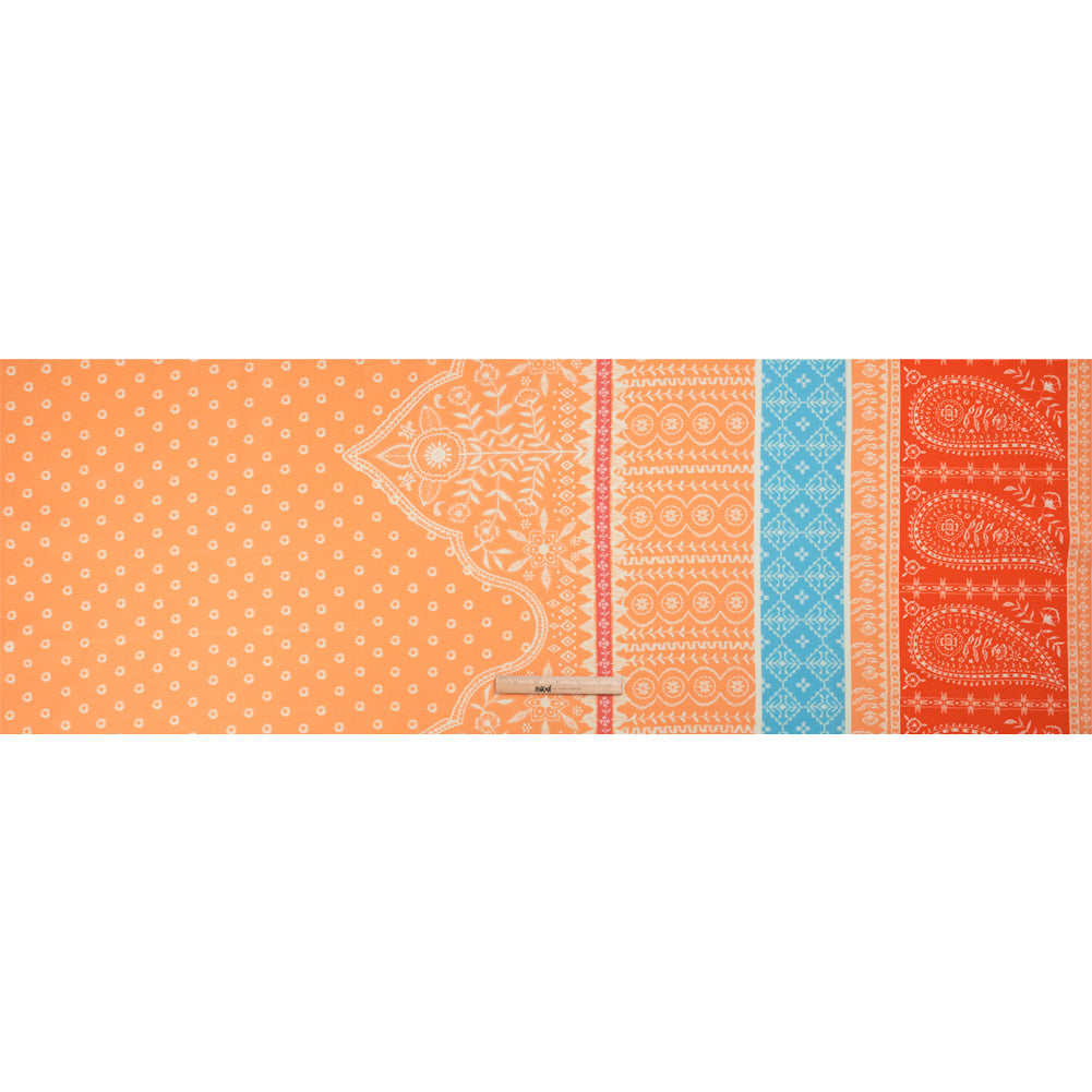 Mood Exclusive Orange Paisley Park Stretch Cotton Woven