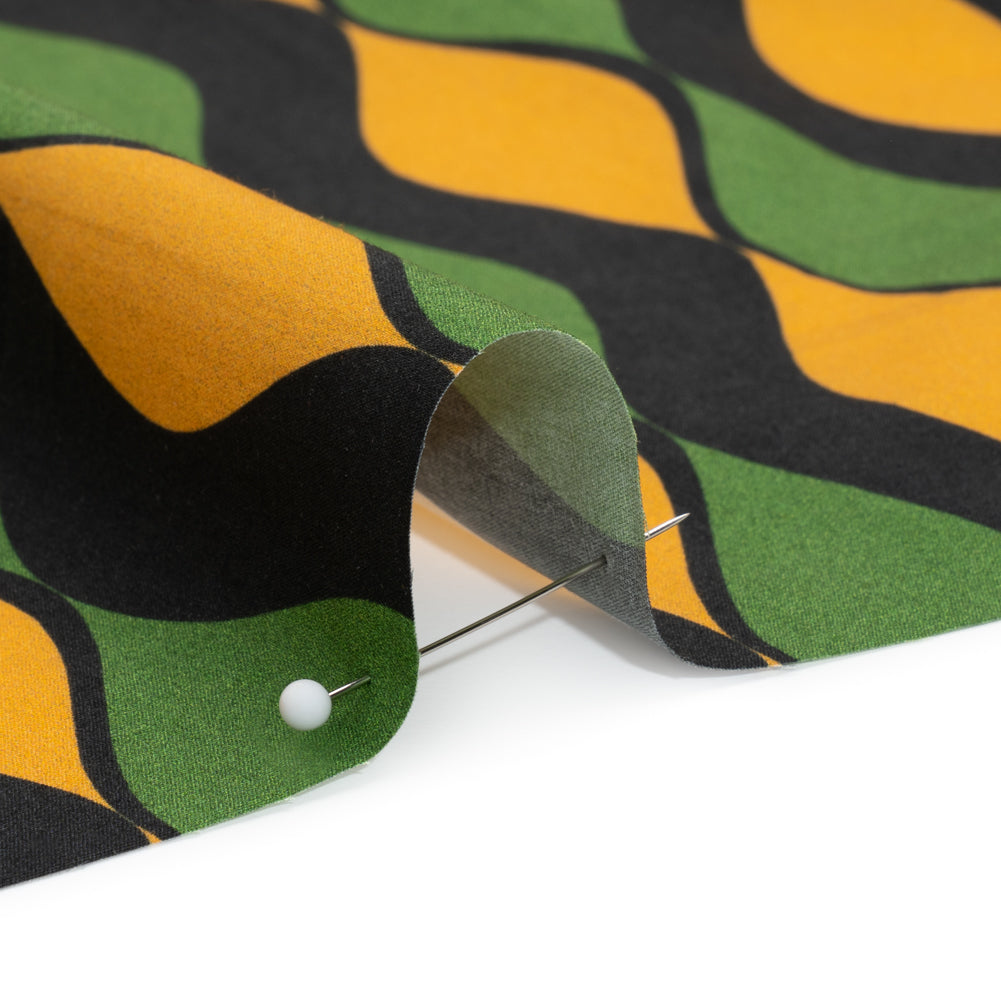 Cotton Poplin Print - Green and Gold Waves - Mood Exclusive Mayfield Falls