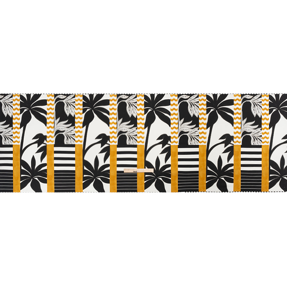 Cotton Poplin Panel - Goldenrod Palm Tree Stripes - Mood Exclusive Bahama Shutter