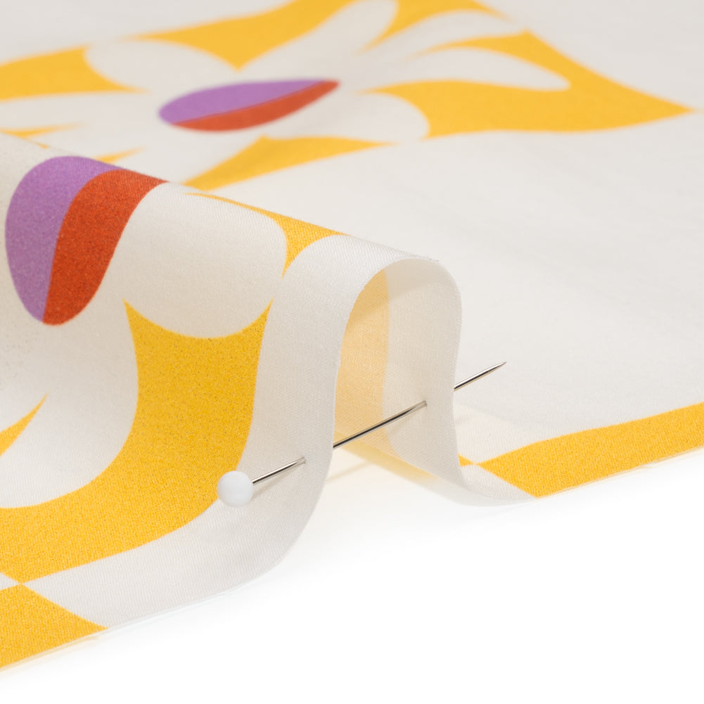 Cotton Poplin Print - Yellow Floral Checkers - Mood Exclusive Game of Growth