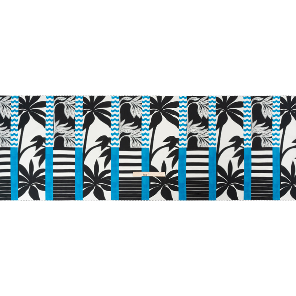 Cotton Poplin Panel - Blue Palm Tree Stripes - Mood Exclusive Bahama Shutter