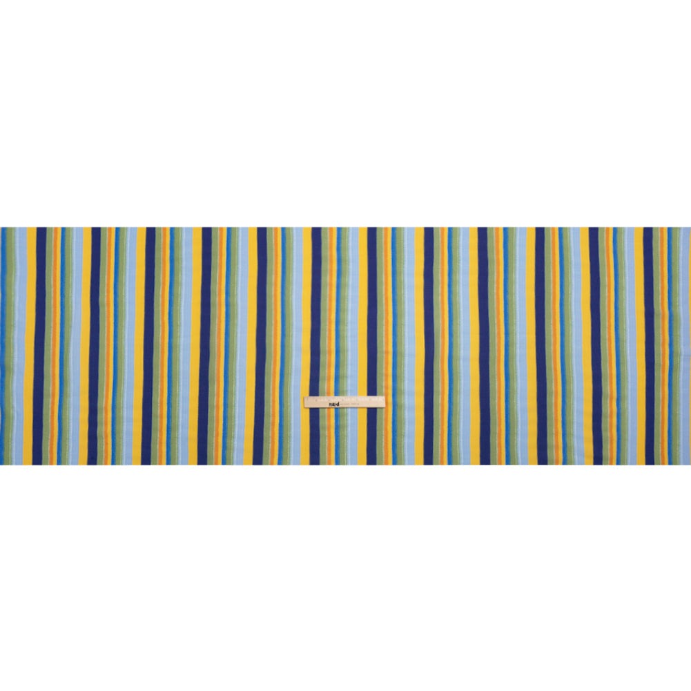 Sustainable Viscose Crepe Print - Blue, Orange and Yellow Stripes - Mood Exclusive Between the Lines