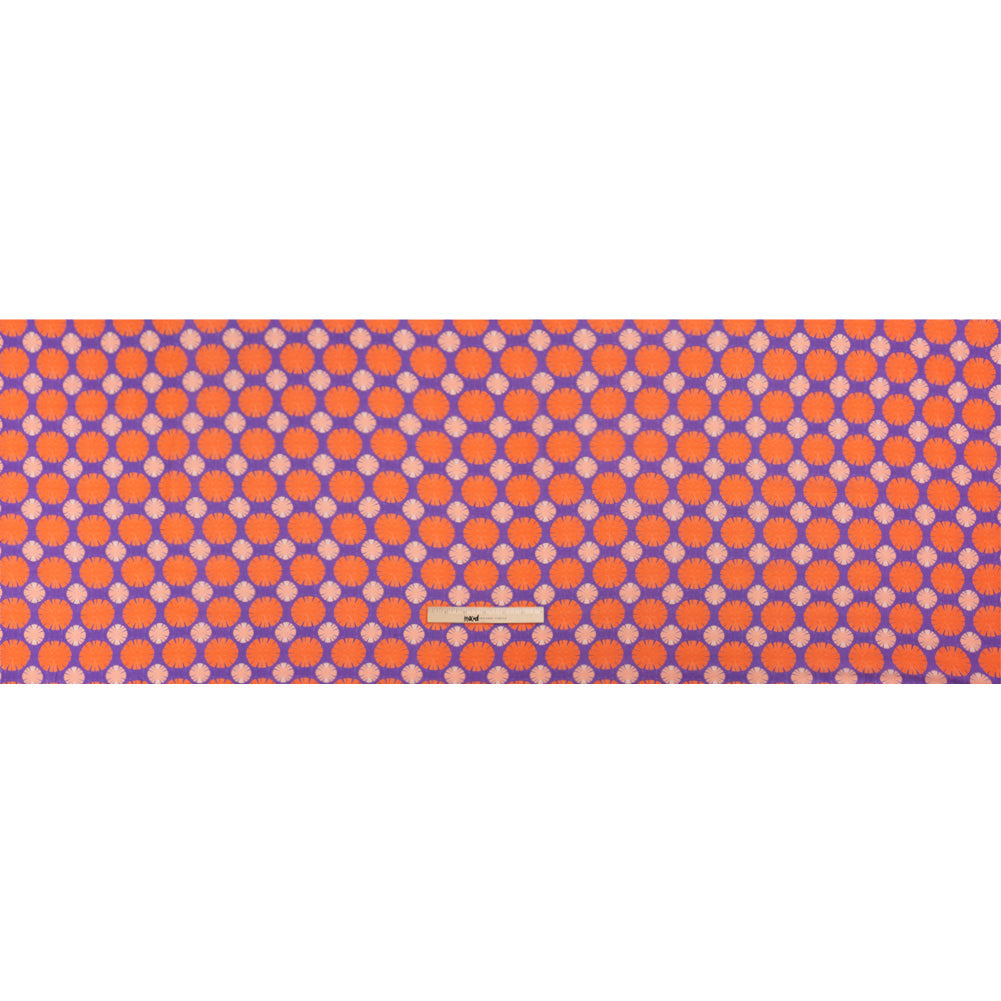 Sustainable Viscose Crepe Print - Purple, Red and Coral Floral Polka Dots - Mood Exclusive Sunshine Grounds