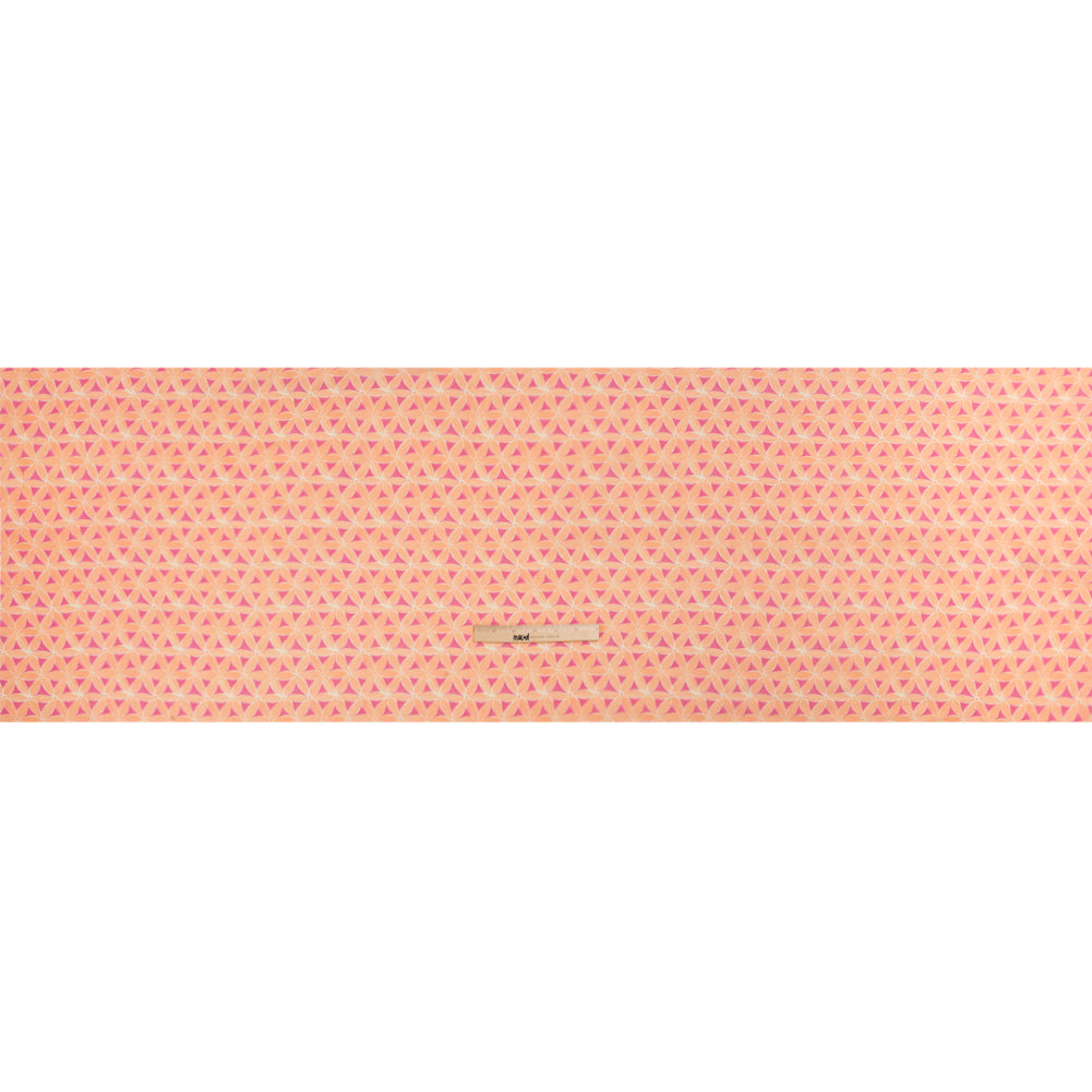 Sustainable Viscose Crepe Print - Peach and Pink Flower Lattice - Mood Exclusive Lovely Lillies