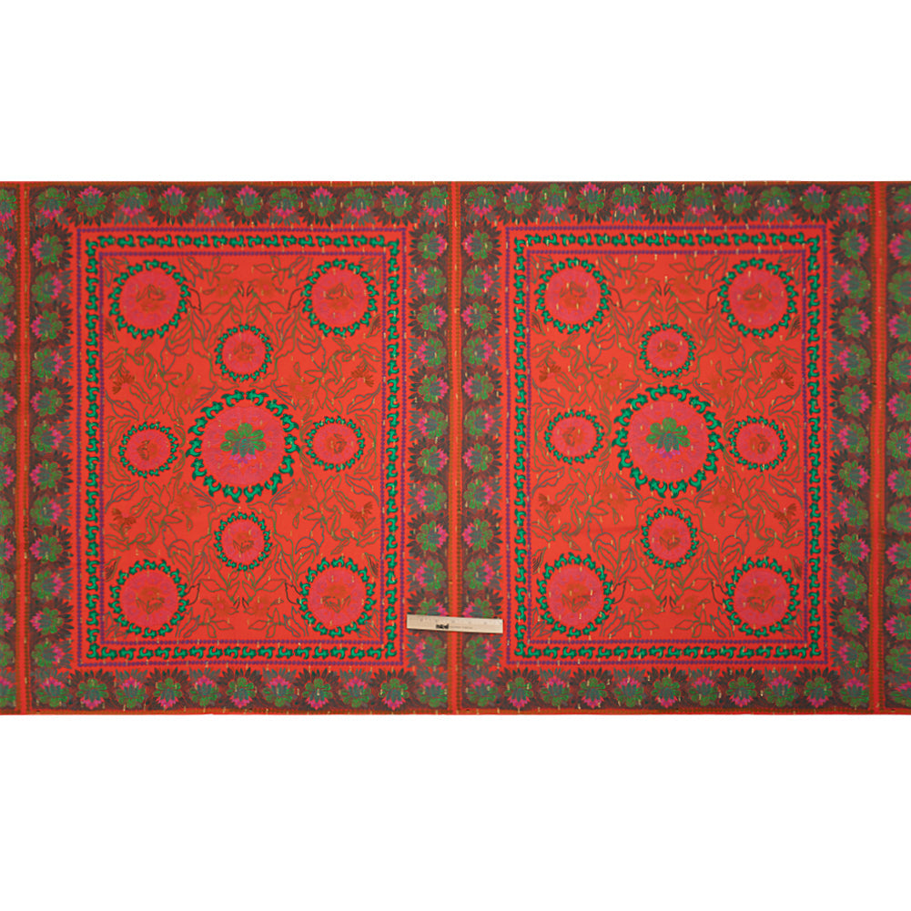 Mood Exclusive Red Let us Lotus Metallic Dotted Crinkled Viscose Crepe Panel