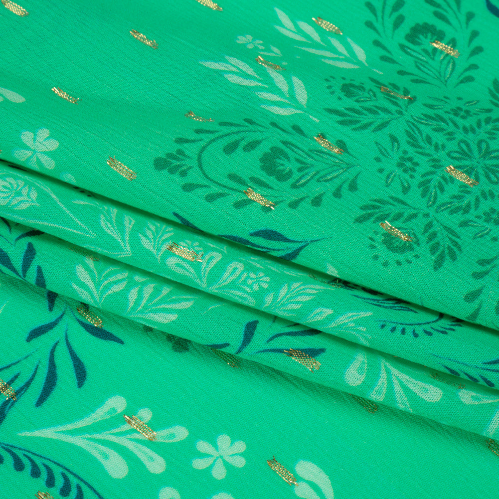 Mood Exclusive Aqua Synchronized Snapdragon Metallic Dotted Crinkled Viscose Crepe