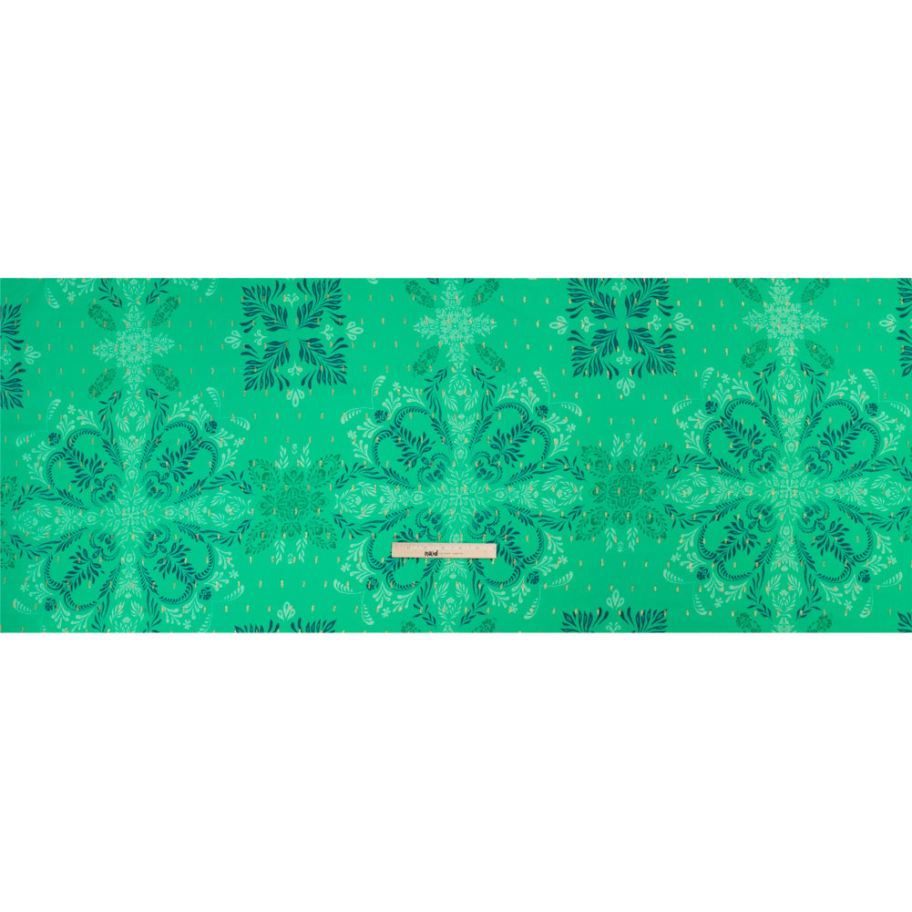 Mood Exclusive Aqua Synchronized Snapdragon Metallic Dotted Crinkled Viscose Crepe