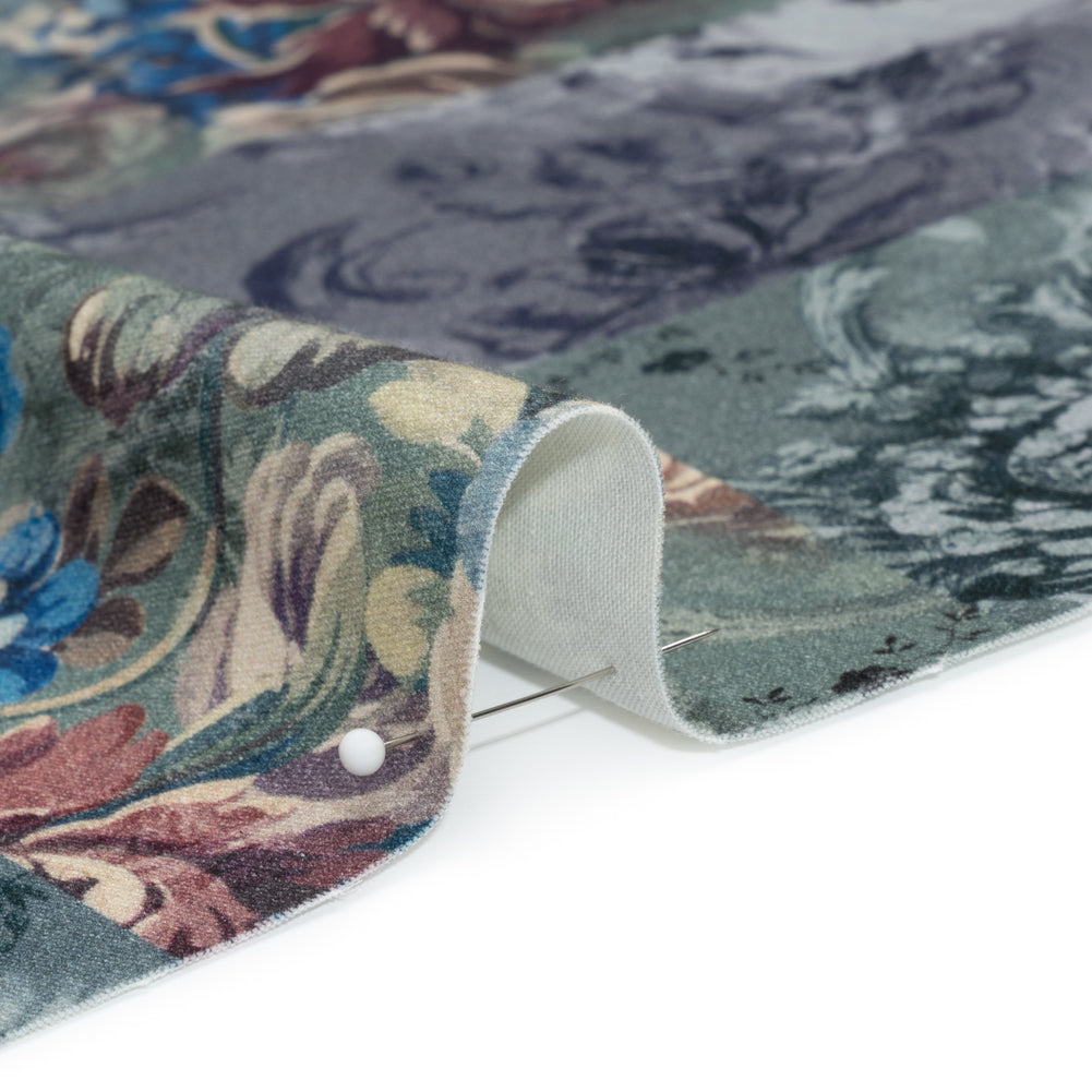 Brushed Stretch Cotton Twill Print - Blue Floral Patchwork - Mood Exclusive Vintage Vignettes