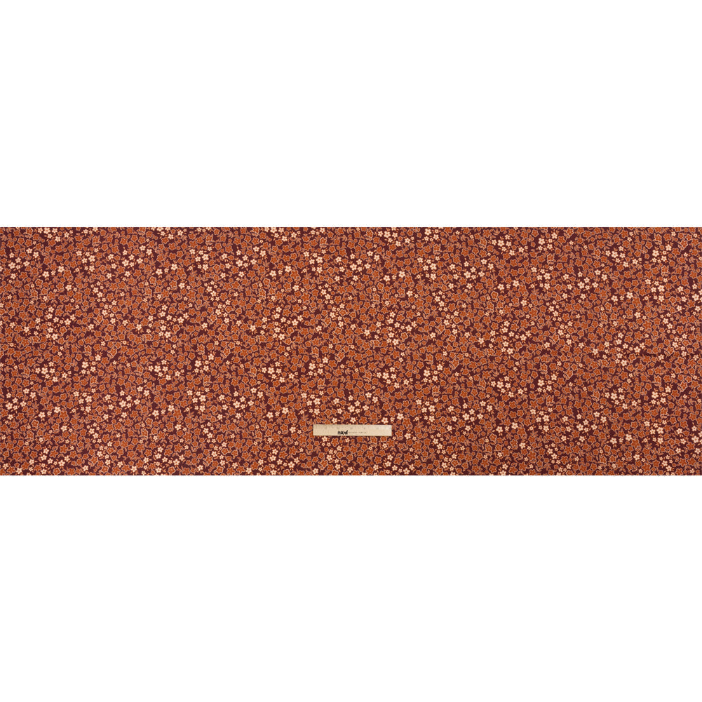 Stretch Cotton Twill Print - Burgundy, Rust and Peach Floral - Mood Exclusive September Sprouts