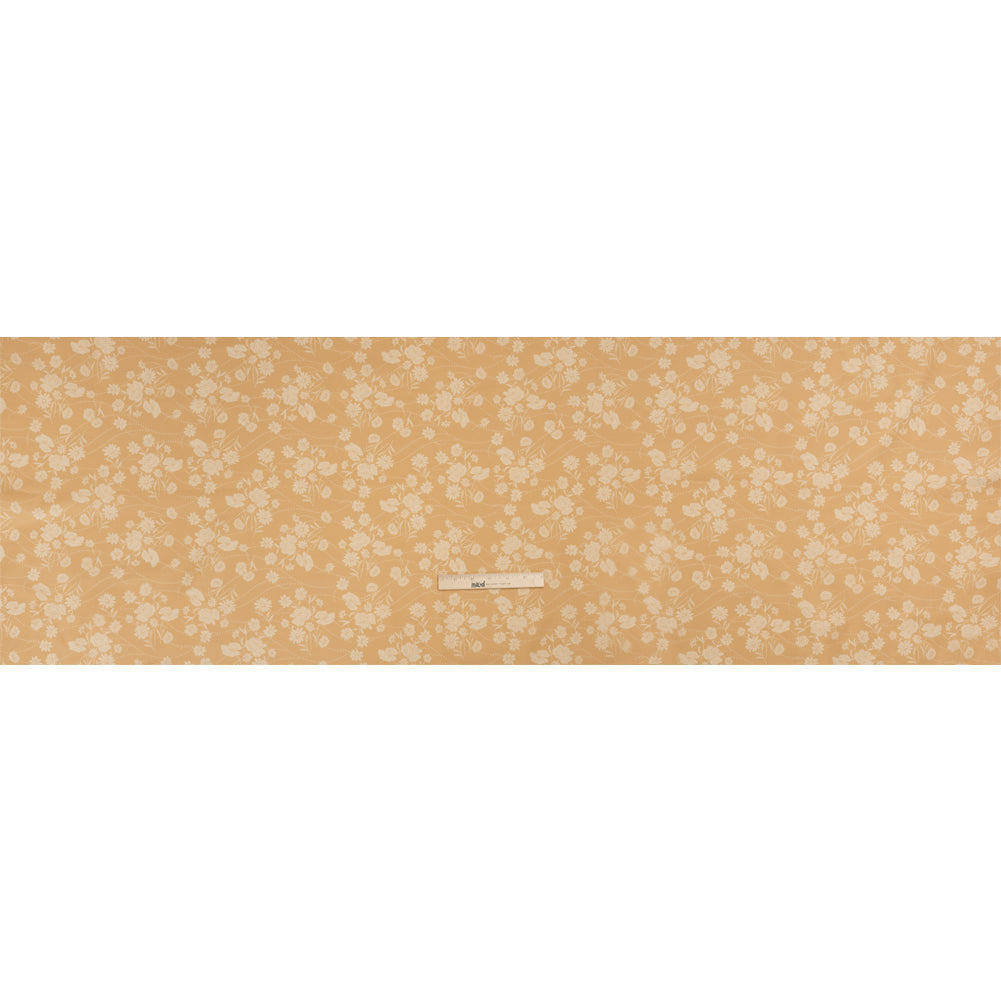 Stretch Cotton Poplin Print - Beige Flowers and Dotted Lines - Mood Exclusive Errands of Bees