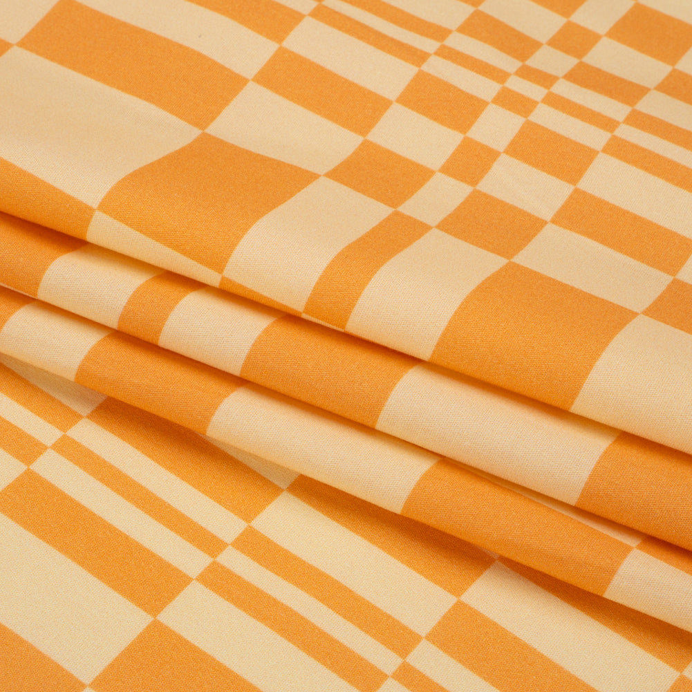 Mood Exclusive Creamsicle Cheeky Checkers Stretch Cotton Poplin