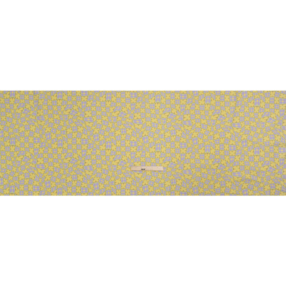 Mood Exclusive Lemon Cyber Checkers Stretch Cotton Poplin