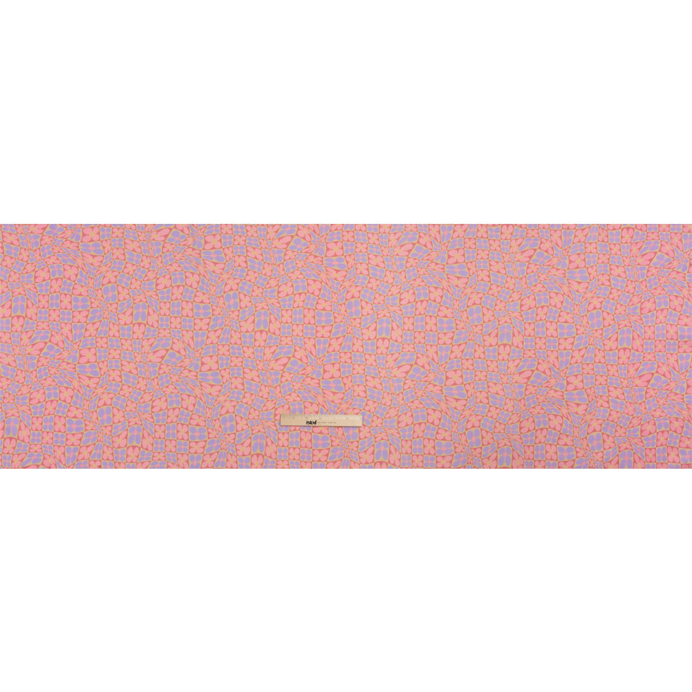 Mood Exclusive Bubblegum Cyber Checkers Stretch Cotton Poplin