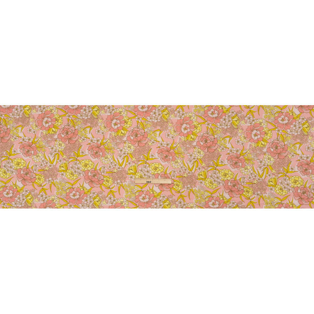 Mood Exclusive Pink Cherry Blossom Lessons Stretch Polyester Seersucker