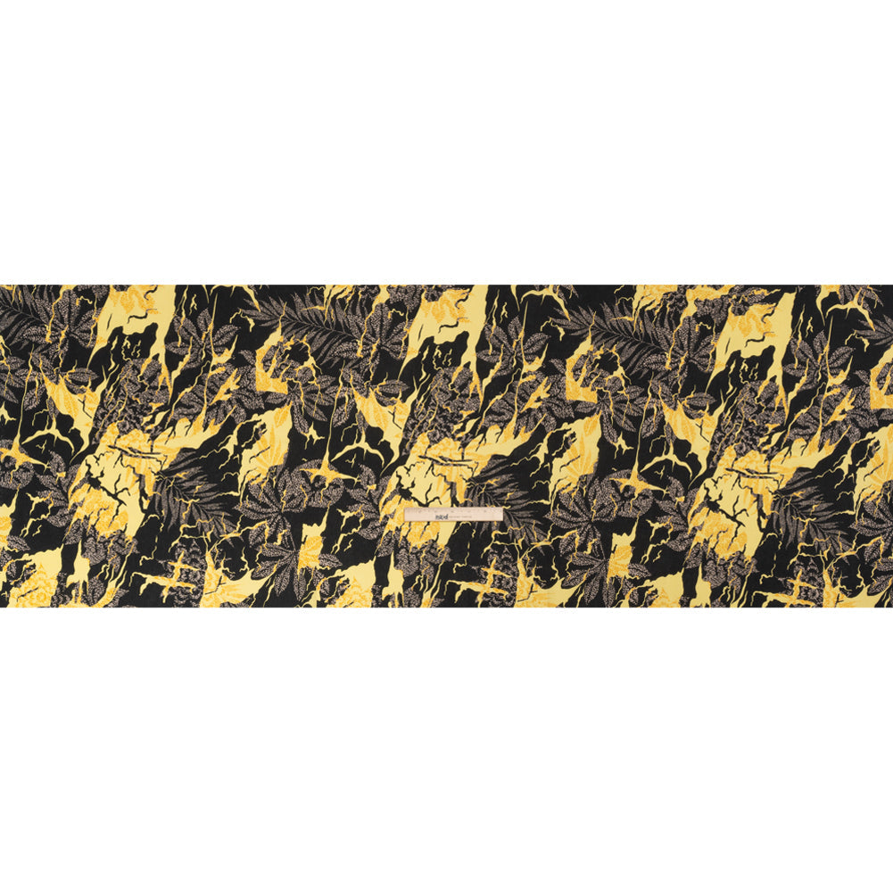 Linen and Rayon Woven Print - Black and Yellow Floral - Mood Exclusive Fossilized Memories