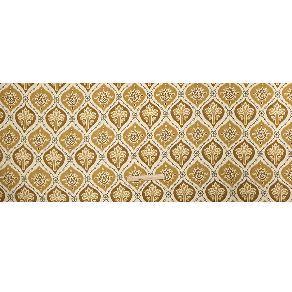 Sustainable Viscose Crepe Print - Golden Olive and Beige Floral Ogees - Mood Exclusive Salem Surroundings