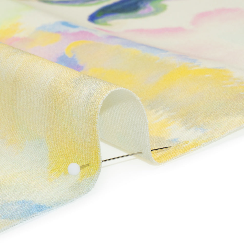 Stretch Cotton Canvas Print - White and Yellow Painterly Floral - Mood Exclusive Step One