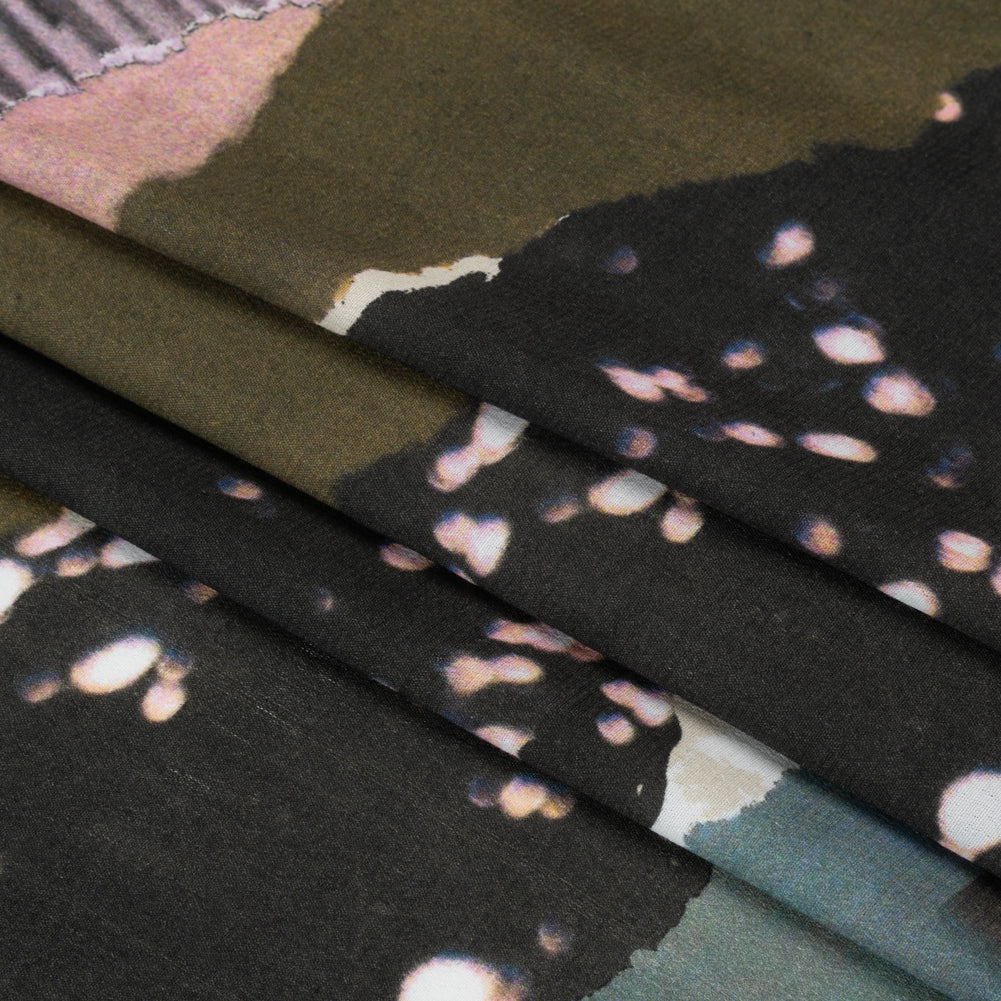 Sustainable Viscose Crepe Print - Dark Gray and Lavender Torn Photos Collage - Mood Exclusive What About Always